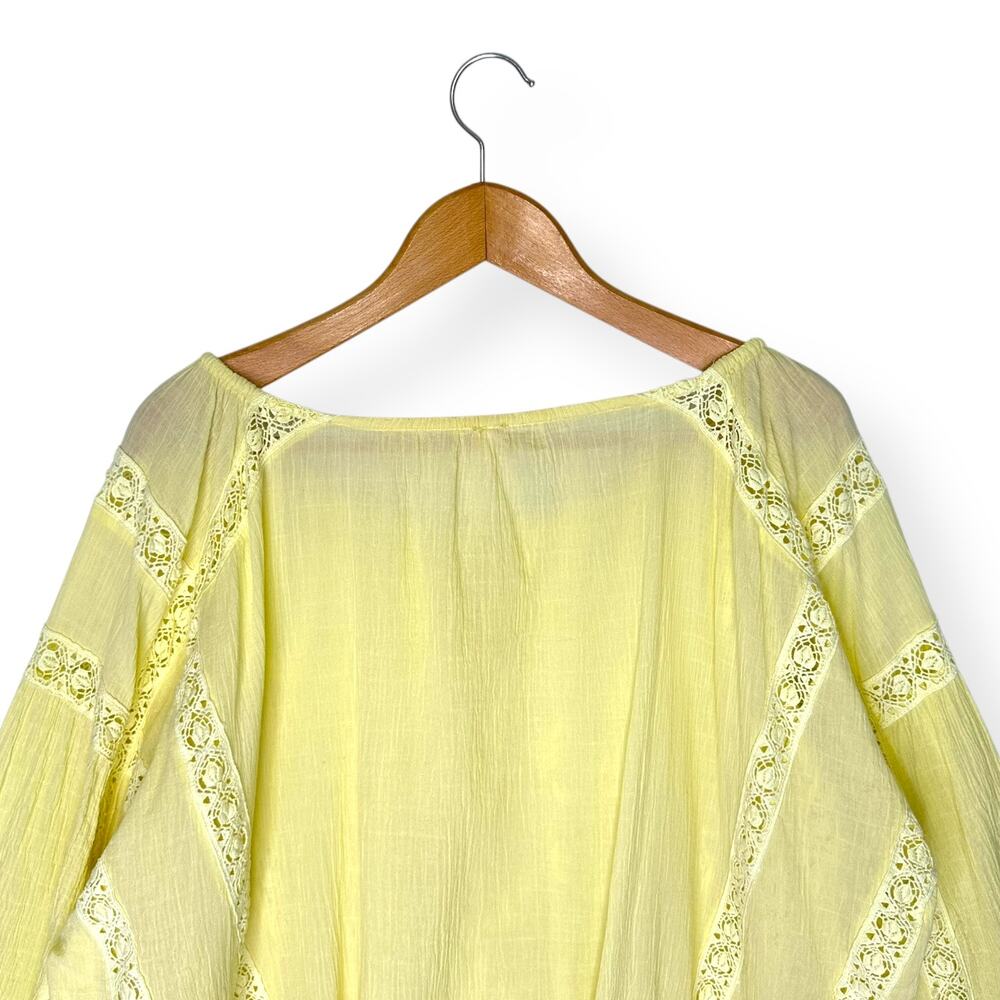Free People REVOLVE Women's Maria Maria Lace Blouse Size L Yellow Peasant Top - Picture 6 of 14